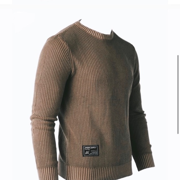 Host Pick!NWT Mens Brown Ribbed Sweater distressed - Picture 6 of 8